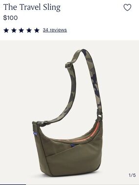 Away Olive Travel Sling with Camo Strap and Orange Trim